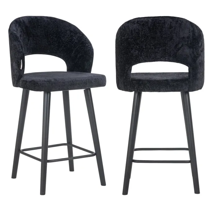 Richmond Interiors Counterstoel Savoy black chenille - Showroommodel