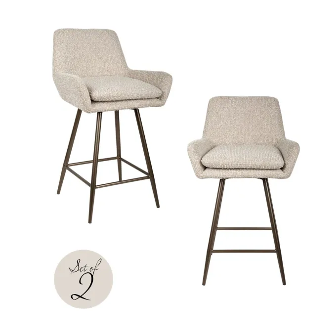Richmond Interiors Counterstoel Linsey naturel chunky draaibaar - Set van 2