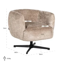 Richmond Interiors Draaifauteuil Estelle Sheep Nature showroommodel