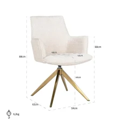 Richmond Interiors Draaistoel met arm Dakota Niagara 902 beige chenille
