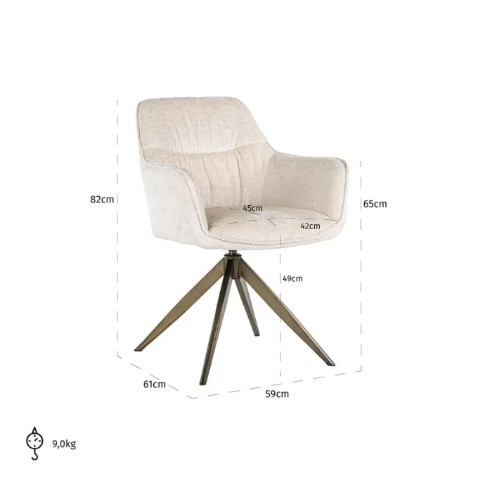Richmond Interiors Draaistoel Aline white chenille