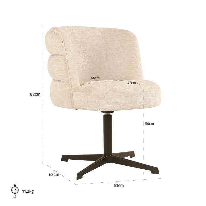 Richmond Interiors Draaistoel Chadwick cream fusion 02