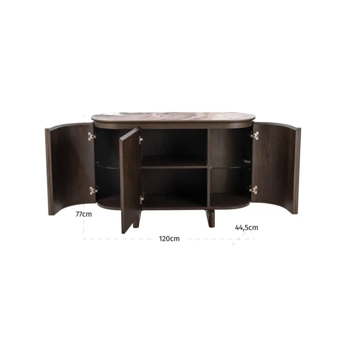 Richmond Interiors Dressoir Langford bruin 3-doors - 120 cm