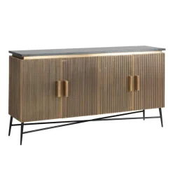 Richmond Interiors Dressoir Ironville 4-deuren - Goud met Zwart Marmer