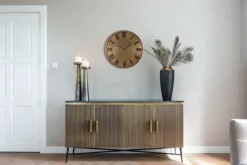 Richmond Interiors Dressoir Ironville 4-deuren - Goud met Zwart Marmer