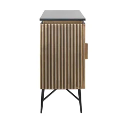 Richmond Interiors Dressoir Ironville 4-deuren - Goud met Zwart Marmer