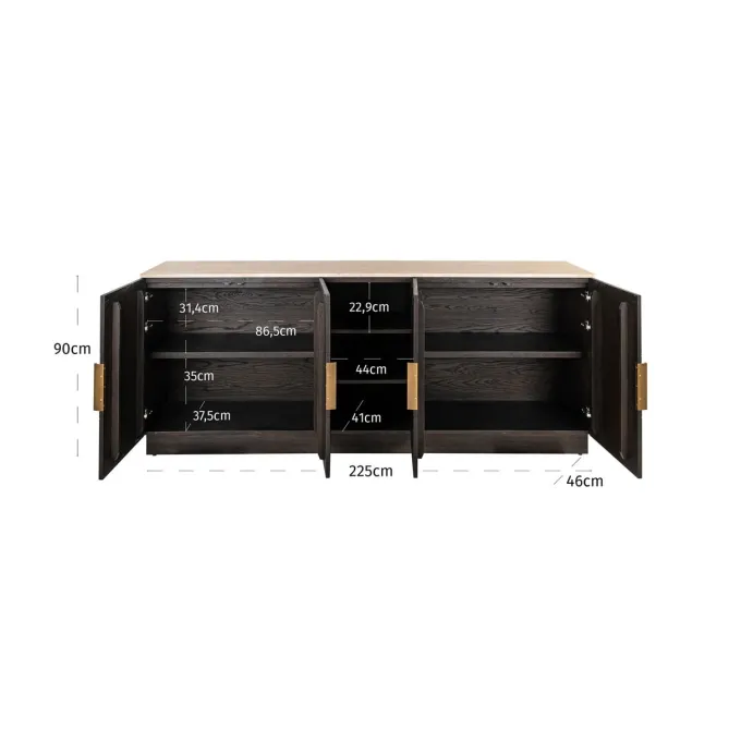 Richmond Interiors Dressoir Claremont brown 4-doors 2-shelves