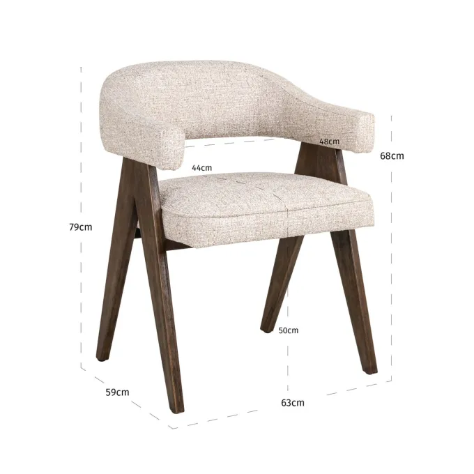 Richmond Interiors Eetkamerstoel Mori cream tweed fire retardant