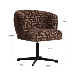 Richmond Interiors Eetkamerstoel Dinan bruin labyrinth fire retardant - draaibaar