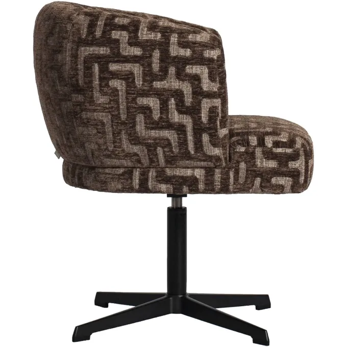 Richmond Interiors Eetkamerstoel Dinan bruin labyrinth fire retardant - draaibaar
