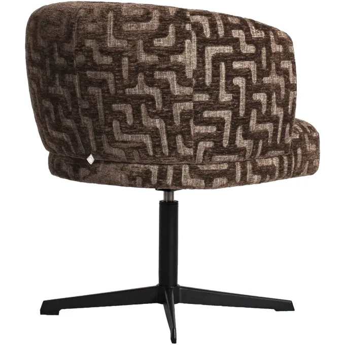 Richmond Interiors Eetkamerstoel Dinan bruin labyrinth fire retardant - draaibaar