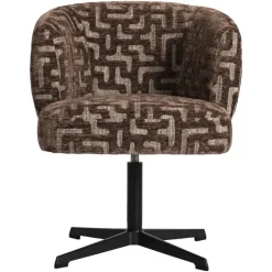 Richmond Interiors Eetkamerstoel Dinan bruin labyrinth fire retardant - draaibaar