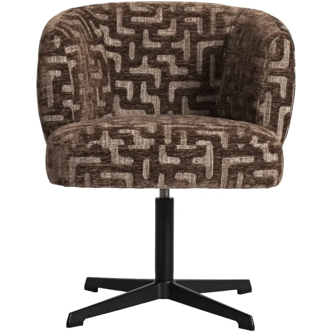 Richmond Interiors Eetkamerstoel Dinan bruin labyrinth fire retardant - draaibaar