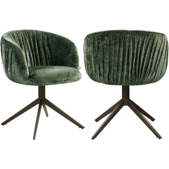 Richmond Interiors Eetkamerstoel Cassi sage chenille draaistoel