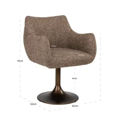 Richmond Interiors Eetkamerstoel Aldo bruin tweed draaibaar