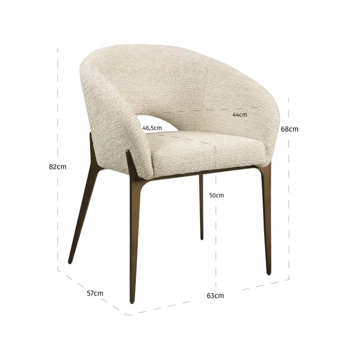 Richmond Interiors Eetkamerstoel Kenzi naturel linear fire retardant