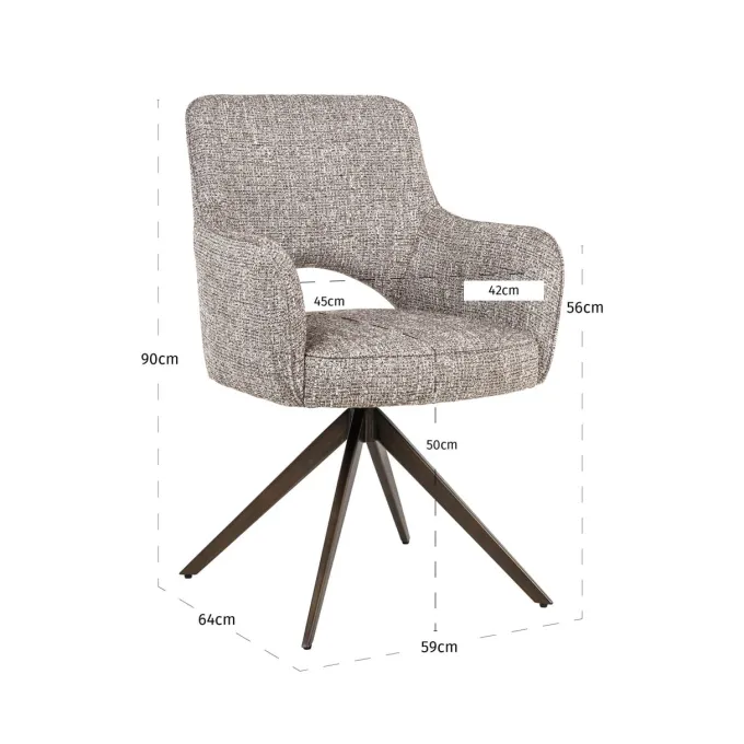 Richmond Interiors Eetkamerstoel Ginerva earth tweed swivel