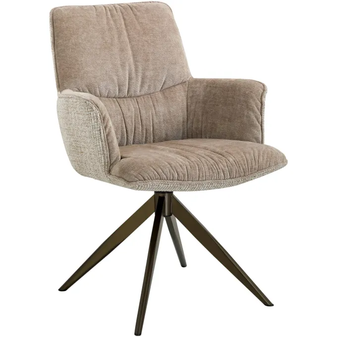 Richmond Interiors Eetkamerstoel Chase creme blockweave draaistoel