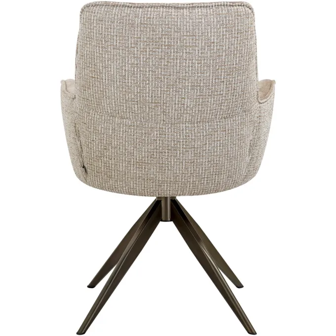 Richmond Interiors Eetkamerstoel Chase creme blockweave draaistoel