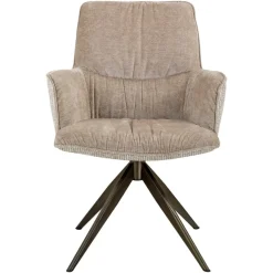 Richmond Interiors Eetkamerstoel Chase creme blockweave draaistoel