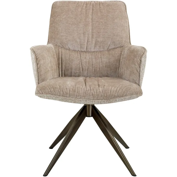 Richmond Interiors Eetkamerstoel Chase creme blockweave draaistoel