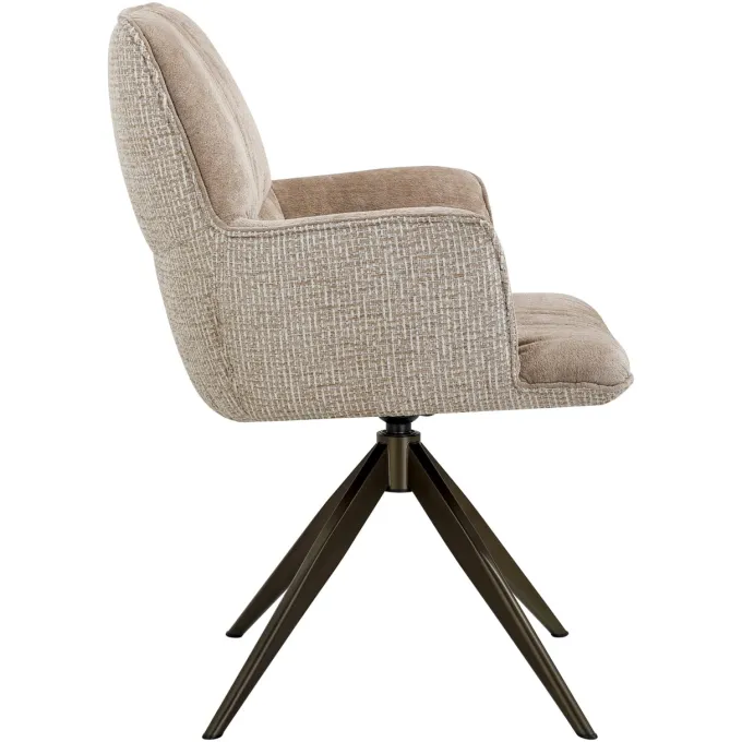 Richmond Interiors Eetkamerstoel Chase creme blockweave draaistoel