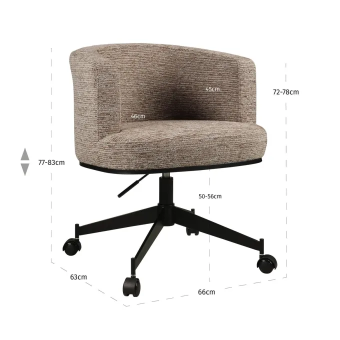 Richmond Interiors Eetkamerstoel Rochenne mocca linear draaibaar on wheels