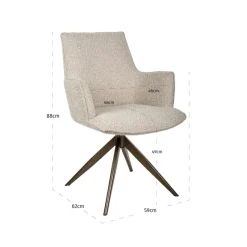 Richmond Interiors Eetkamerstoel Dakota naturel chunky draaibaar met arm