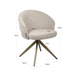 Richmond Interiors Eetkamerstoel Zendaya cayenne bruin draaibaar fire retardant