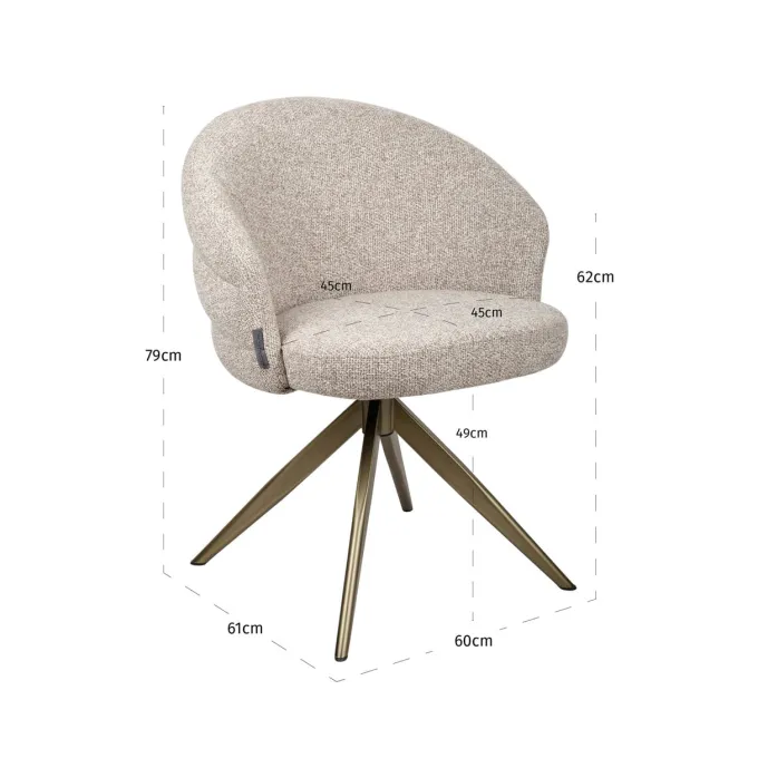 Richmond Interiors Eetkamerstoel Zendaya cayenne bruin draaibaar fire retardant