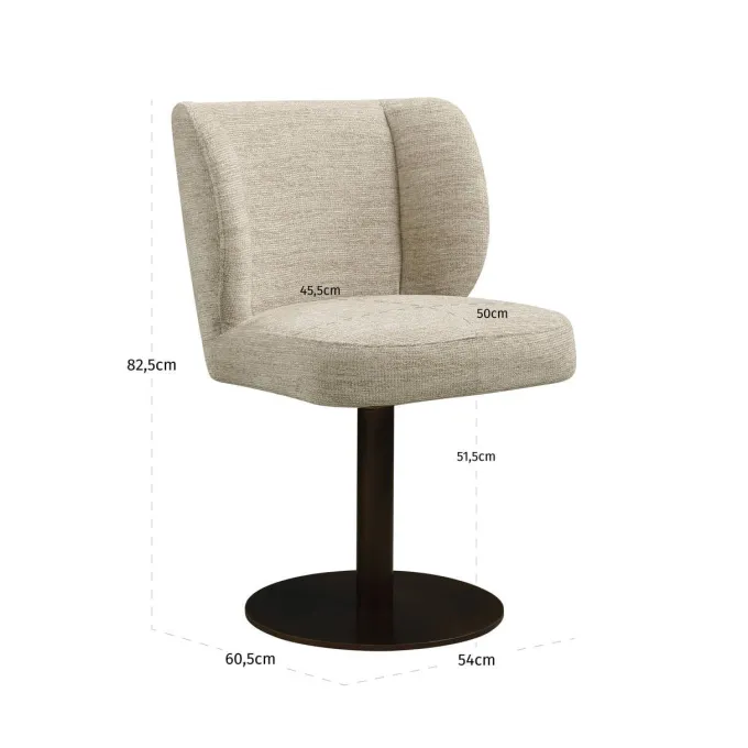 Richmond Interiors Eetkamerstoel Fiona naturel softweave draaistoel