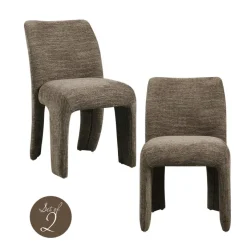 Richmond Interiors Eetkamerstoel Maya bruin softweave – Set of 2