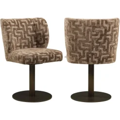Richmond Interiors Eetkamerstoel Fiona bruin labyrinth draaistoel