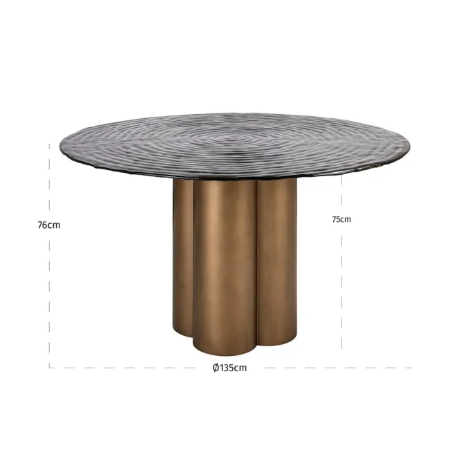 Richmond Interiors Eettafel Glastonburry goud antique 135Ø