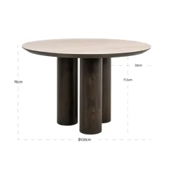 Richmond Interiors Eettafel Ritz Brown Ø120 | Richmond Interiors | Travertin & Eikenfineer | De Woon Winkel