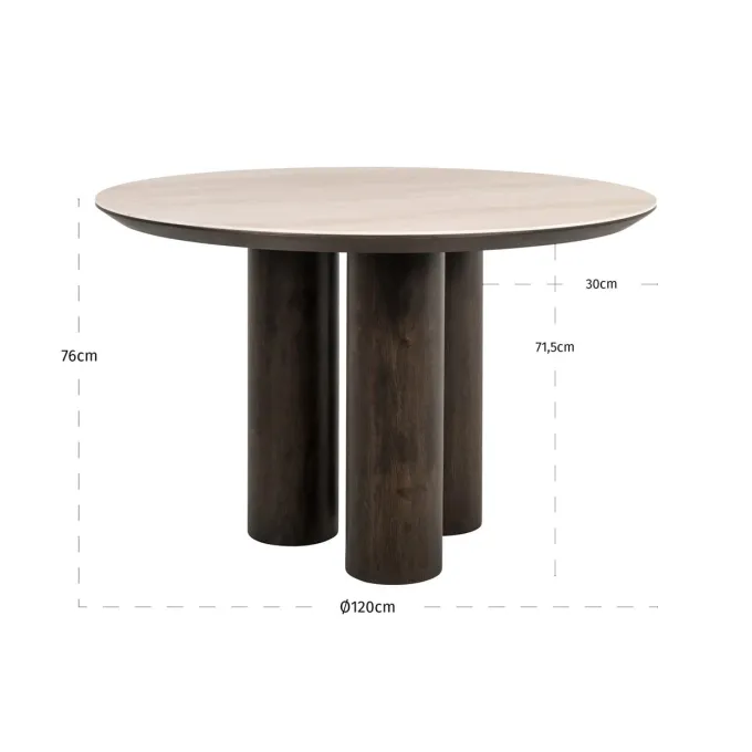Richmond Interiors Eettafel Ritz Brown Ø120 | Richmond Interiors | Travertin & Eikenfineer | De Woon Winkel