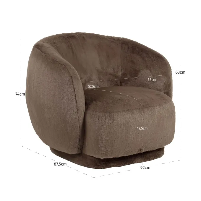 Richmond Interiors Lounge stoel Negreslo bruin fluffy