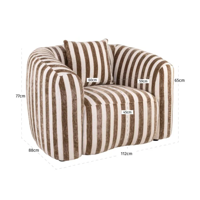 Richmond Interiors Lounge stoel Luxandra stripes zand