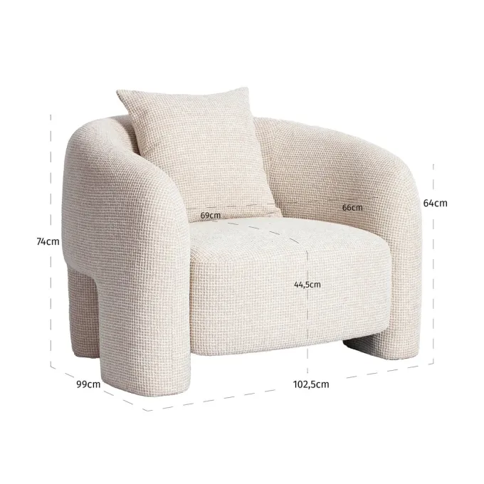 Richmond Interiors Lounge stoel Tuscany beige blockweave