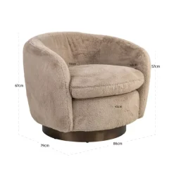 Richmond Interiors Lounge stoel Colmar khaki fluffy draaistoel