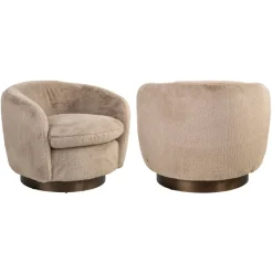 Richmond Interiors Lounge stoel Colmar khaki fluffy draaistoel