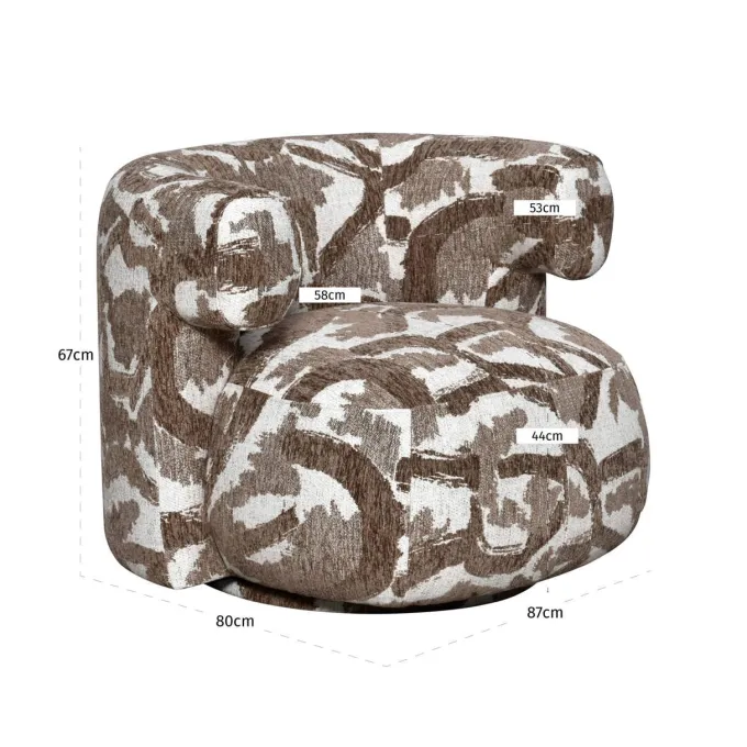 Richmond Interiors Lounge stoel Talley bruin nature draaistoel