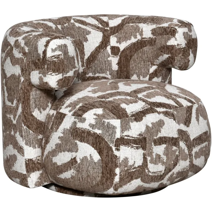 Richmond Interiors Lounge stoel Talley bruin nature draaistoel