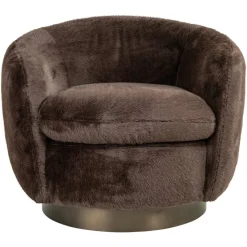 Richmond Interiors Lounge stoel Colmar chocolade fluffy draaistoel