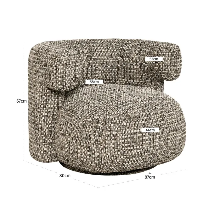 Richmond Interiors Lounge stoel Talley cobblestone draaistoel