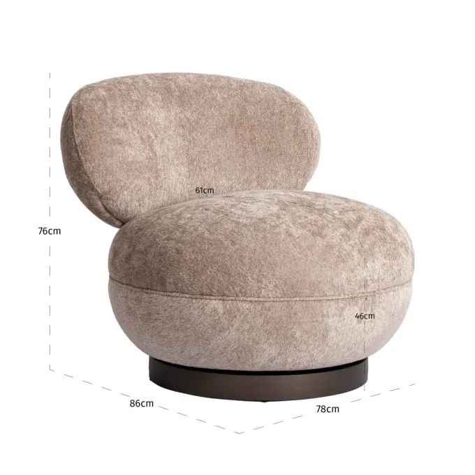 Richmond Interiors Lounge stoel Jace be easy zand draaibaar fire retardant