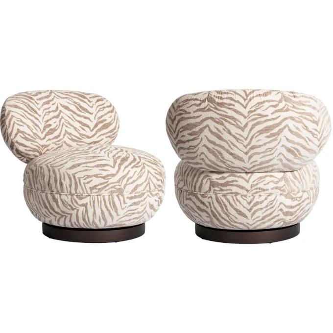 Richmond Interiors Lounge stoel Jace beige tijger draaibaar