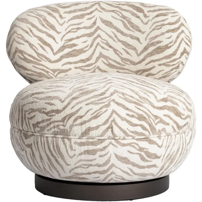 Richmond Interiors Lounge stoel Jace beige tijger draaibaar