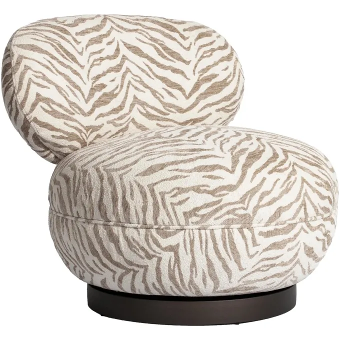 Richmond Interiors Lounge stoel Jace beige tijger draaibaar