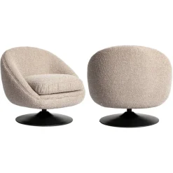 Richmond Interiors Lounge stoel Nodo naturel chunky draaibaar